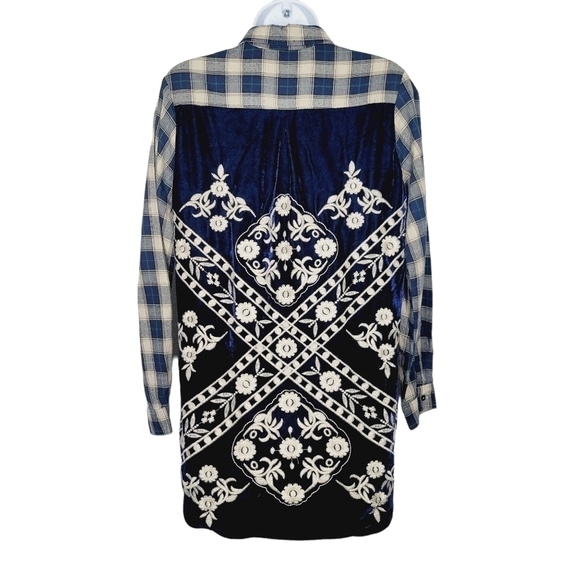 Paparazzi Heavy Embordered Back Plaid Button Up - Picture 1 of 6